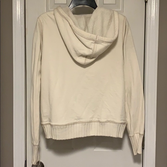 Cream zip up hooded jacket with sherpa lining. - Picture 4 of 7